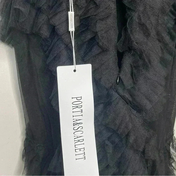 Portia and Scarlett PS1973 Black Ruffled Translucent Gown Size 4 - Picture 8 of 13